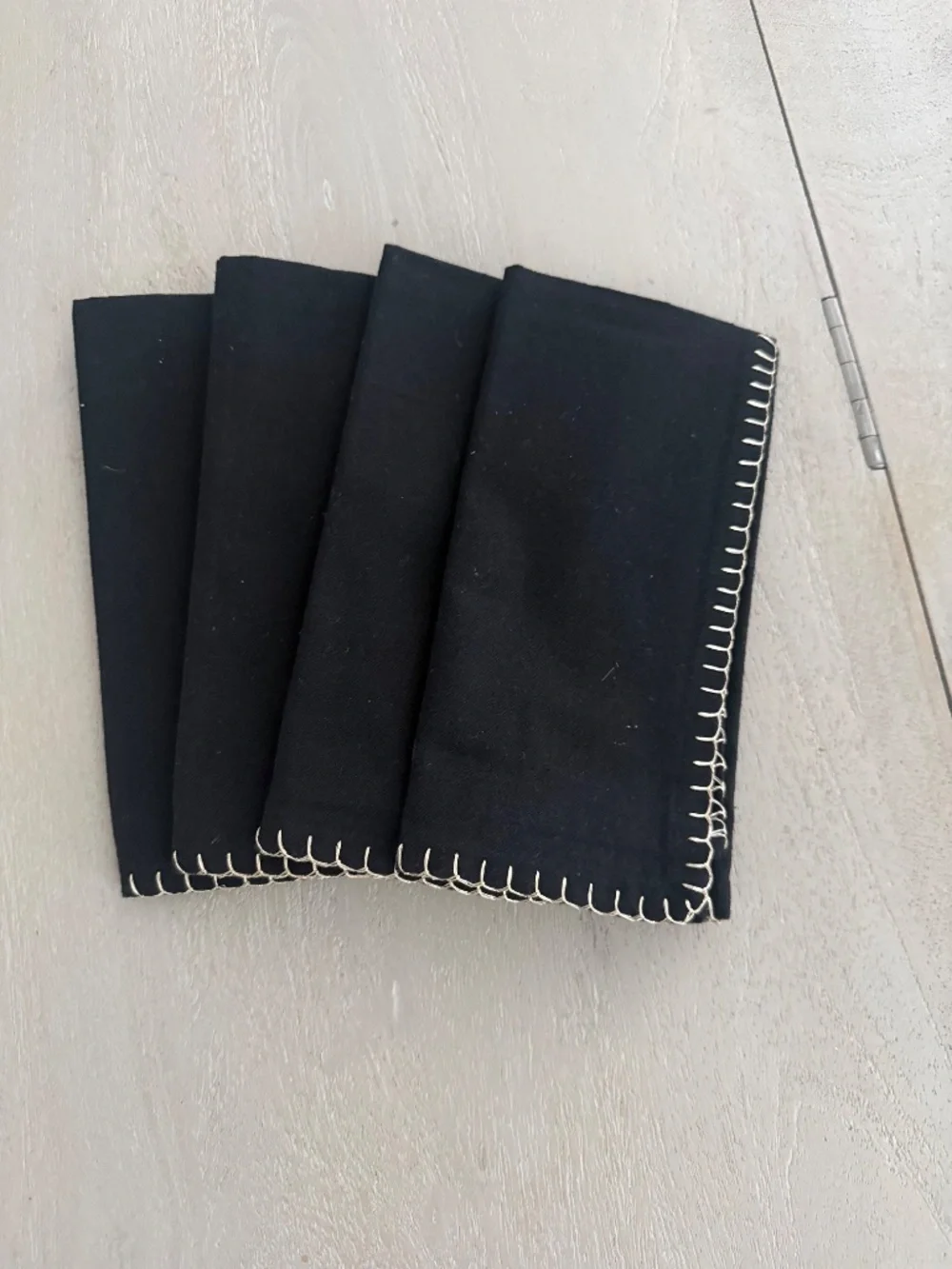 Max Studio Home Black with Gold Trim Napkins, Set of 4